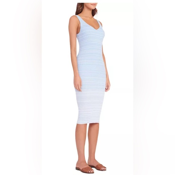 STAUD Dana Rib Knit Midi Dress Blue XL - Picture 1 of 11